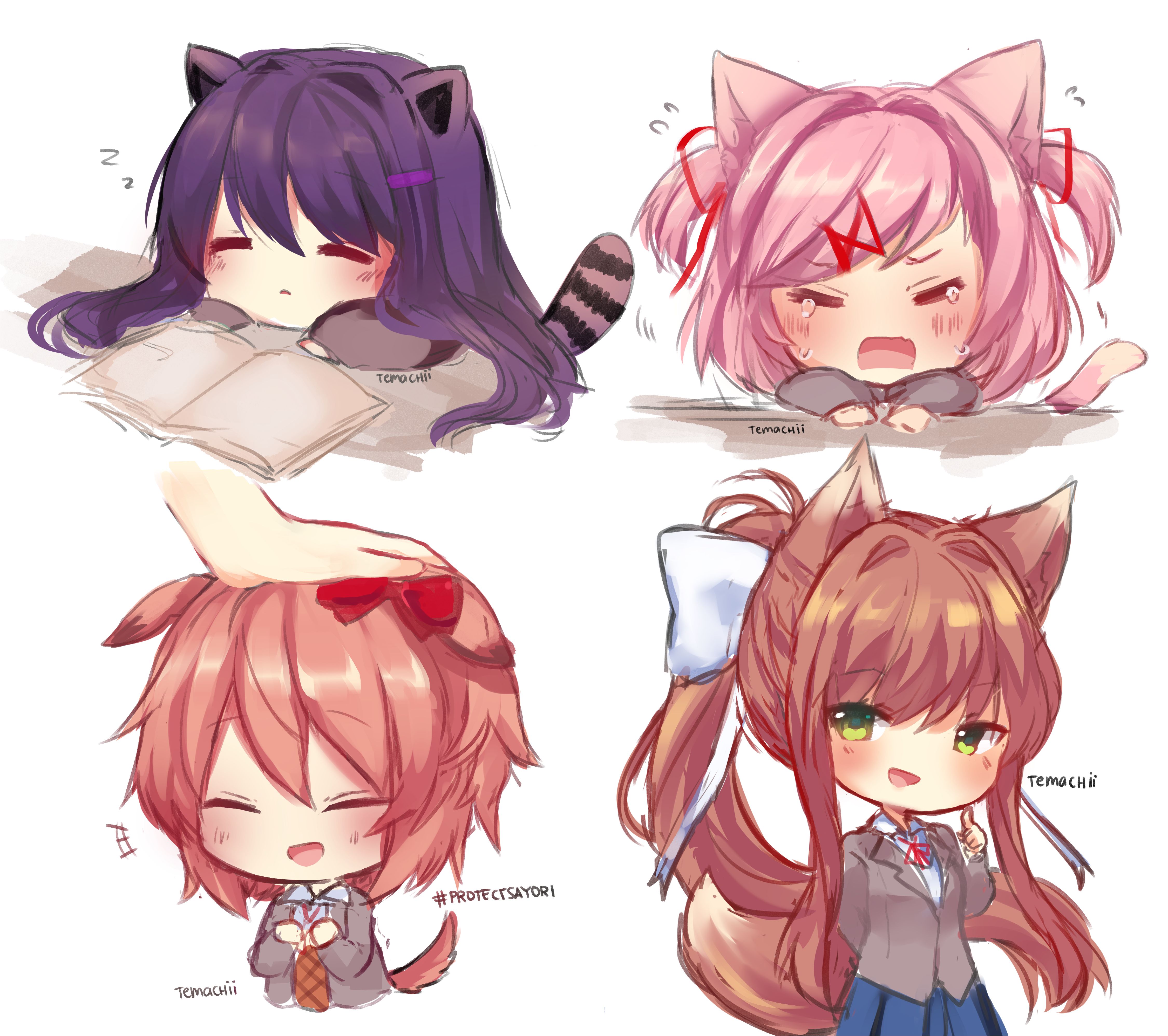 monika, natsuki, sayori, and yuri doki doki literature club