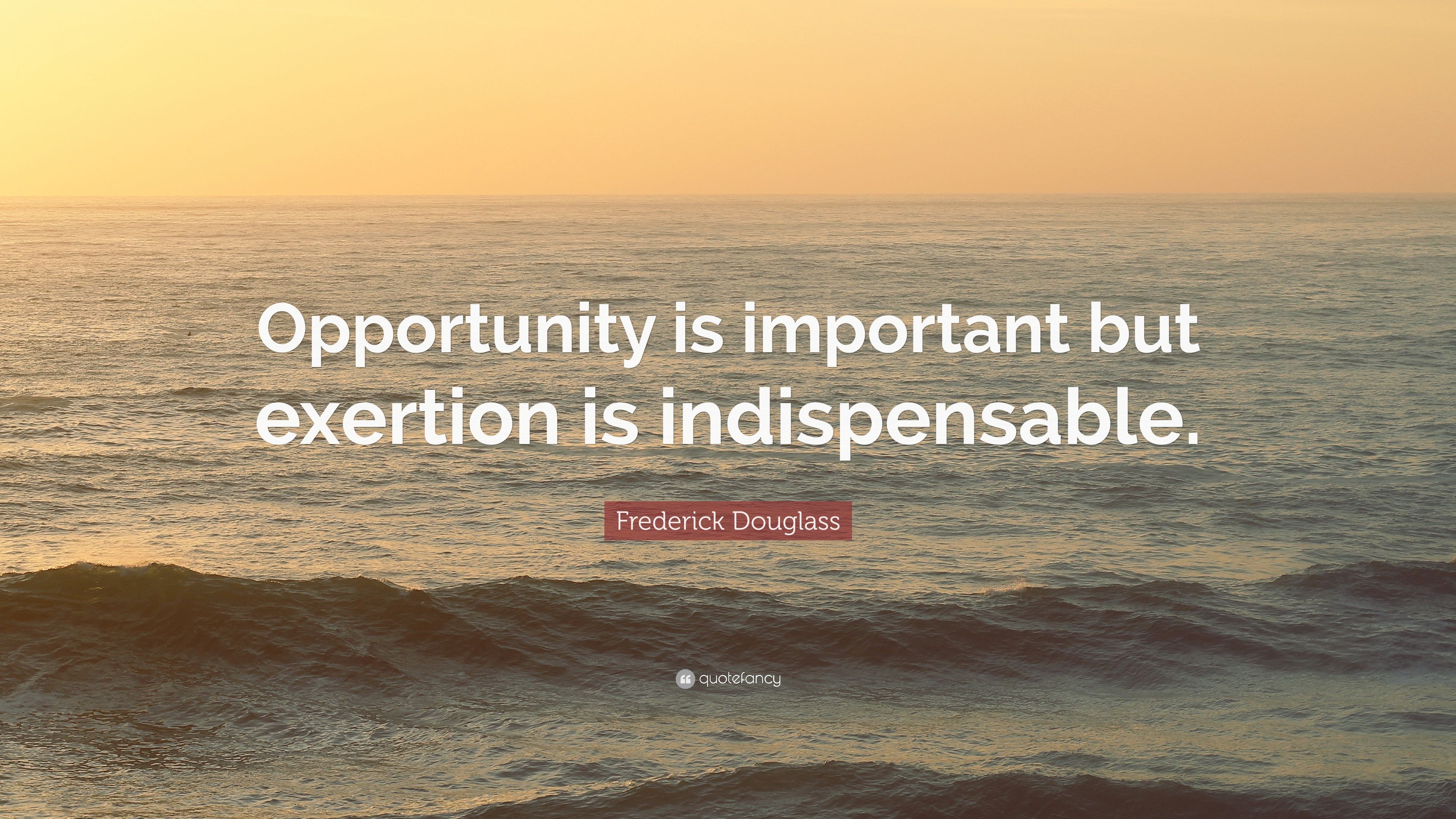 Frederick Douglass Quote: “Opportunity is important but exertion