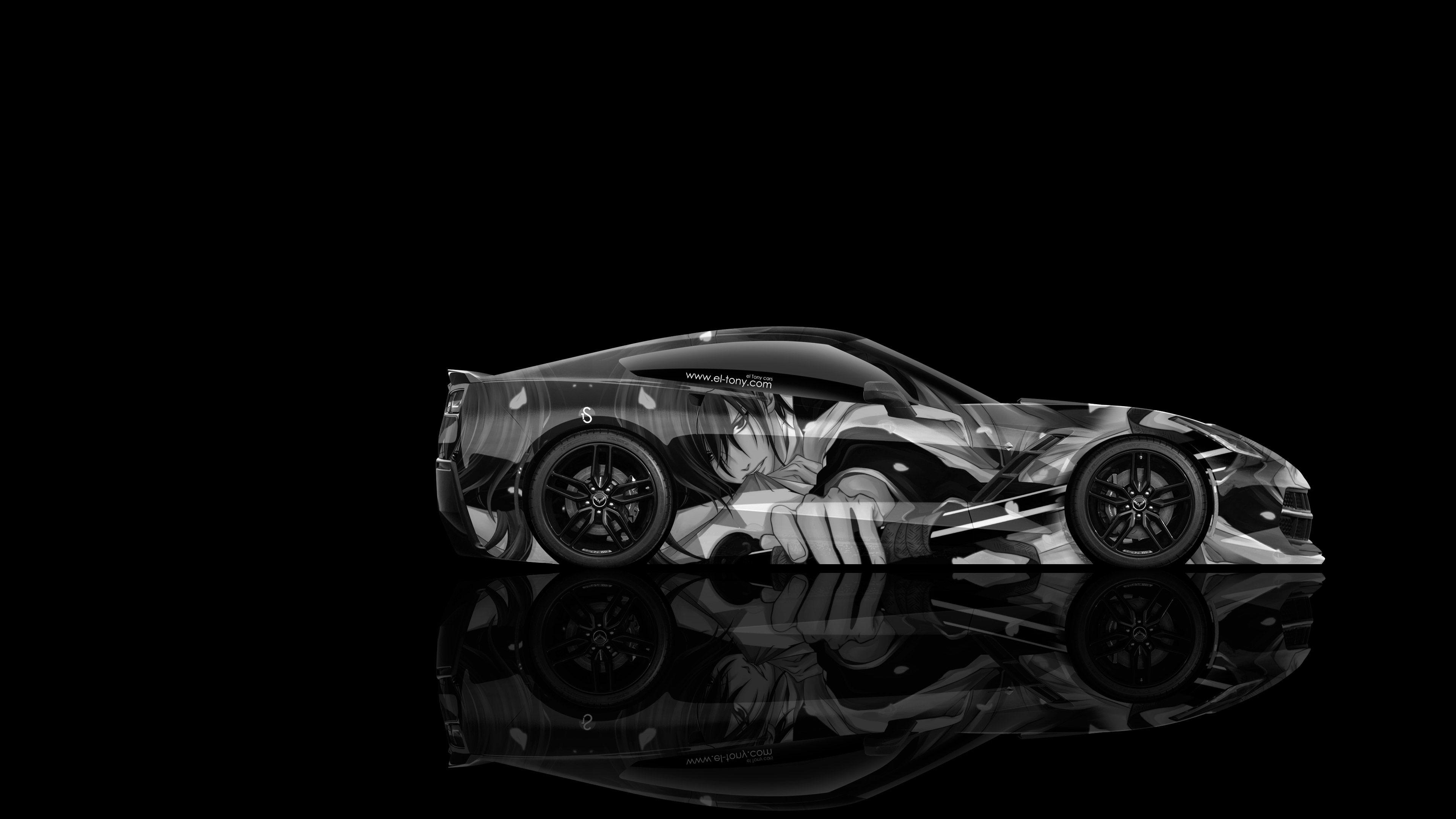 4K Chevrolet Corvette C7 Side Anime Aerography Car 2015