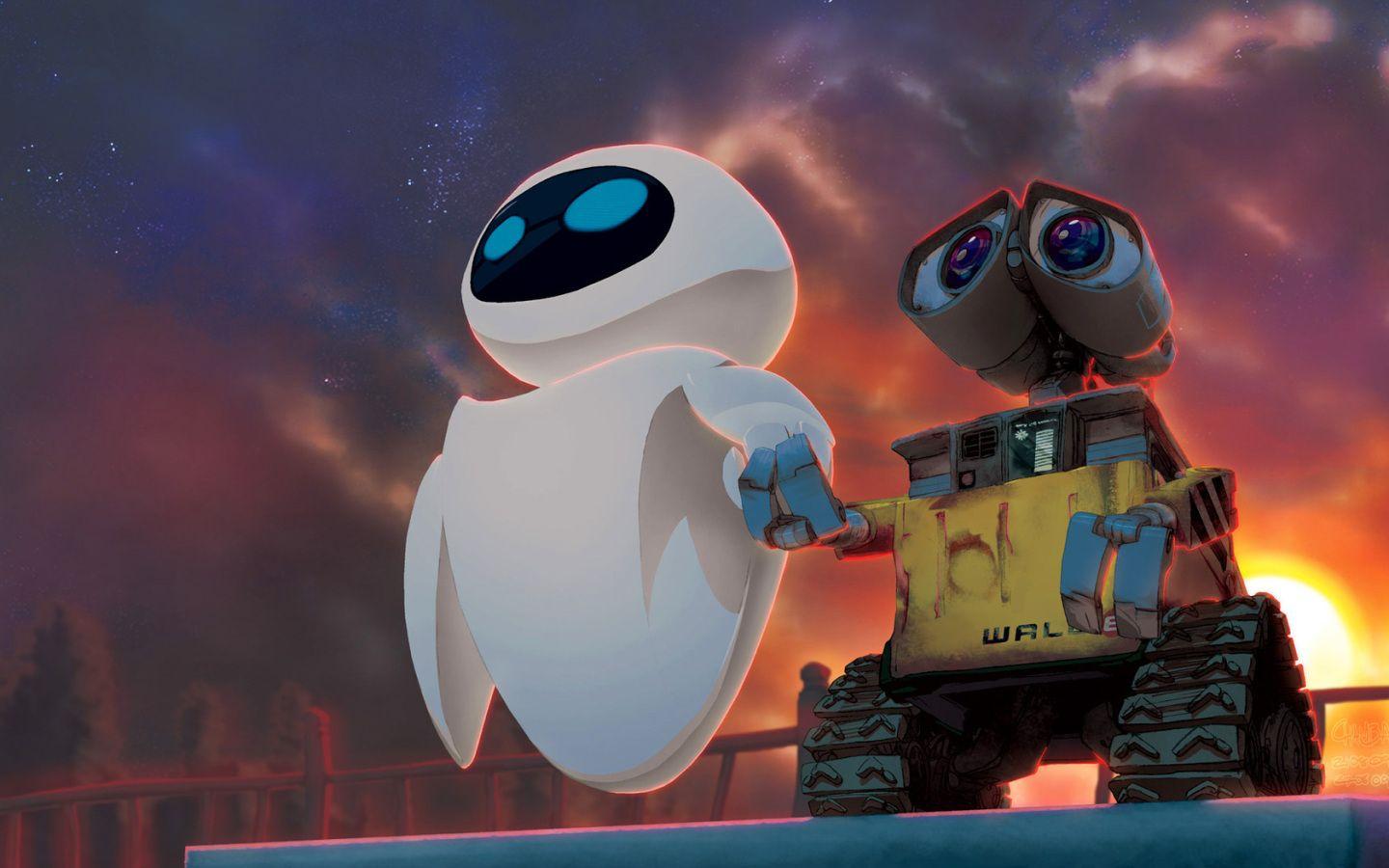 Eve And Wall E Holding Hands Widescreen Wallpaper. Wide