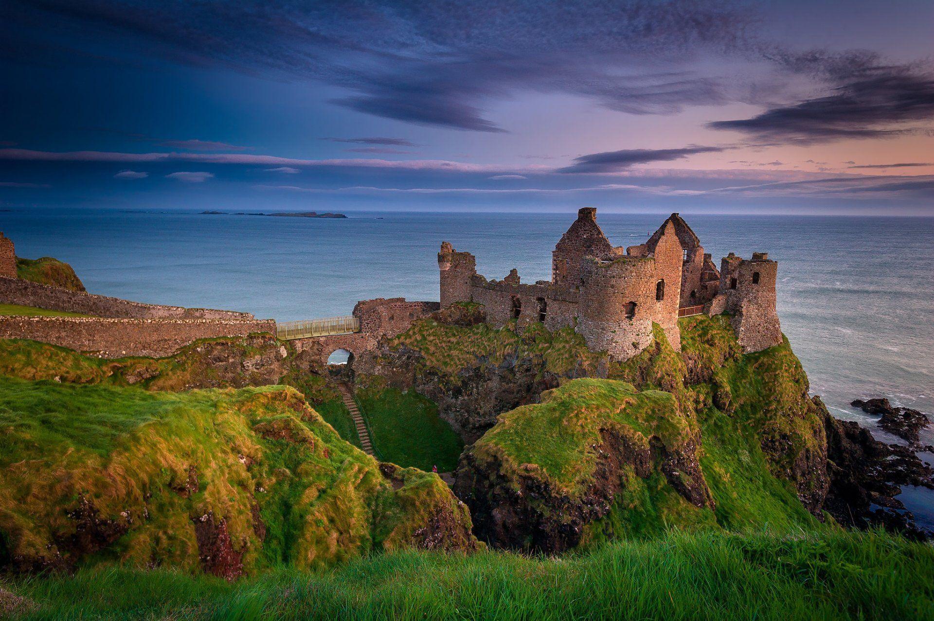 northern ireland county antrim dunluce castle ruins night HD wallpaper