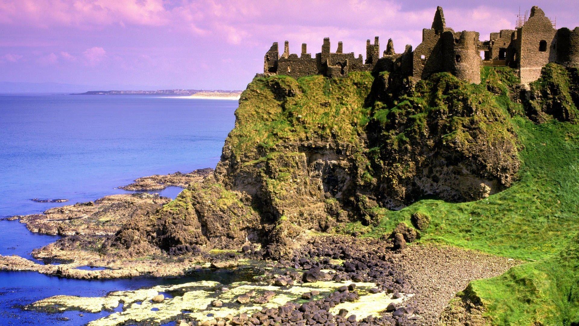 Medieval: Dunluce Castle Sea Cliff Northern Ireland Coast Ruins
