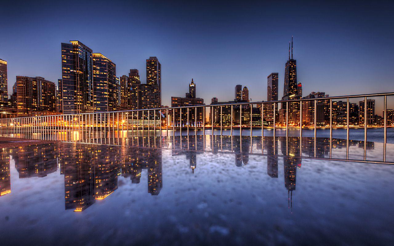 Granite Reflections, Chicago, Illinois, USA widescreen wallpaper