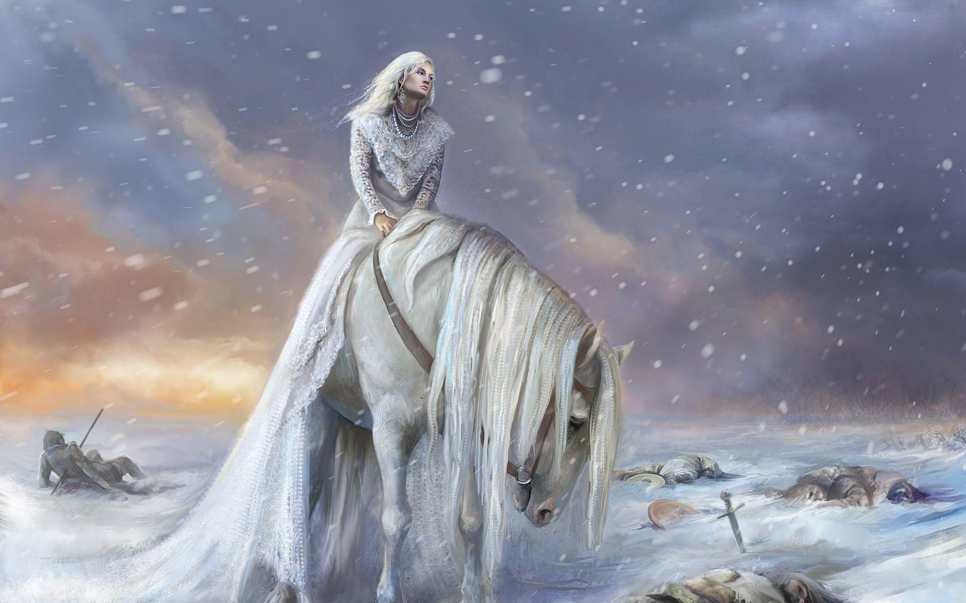 Ice princess on the white horse Wallpaper