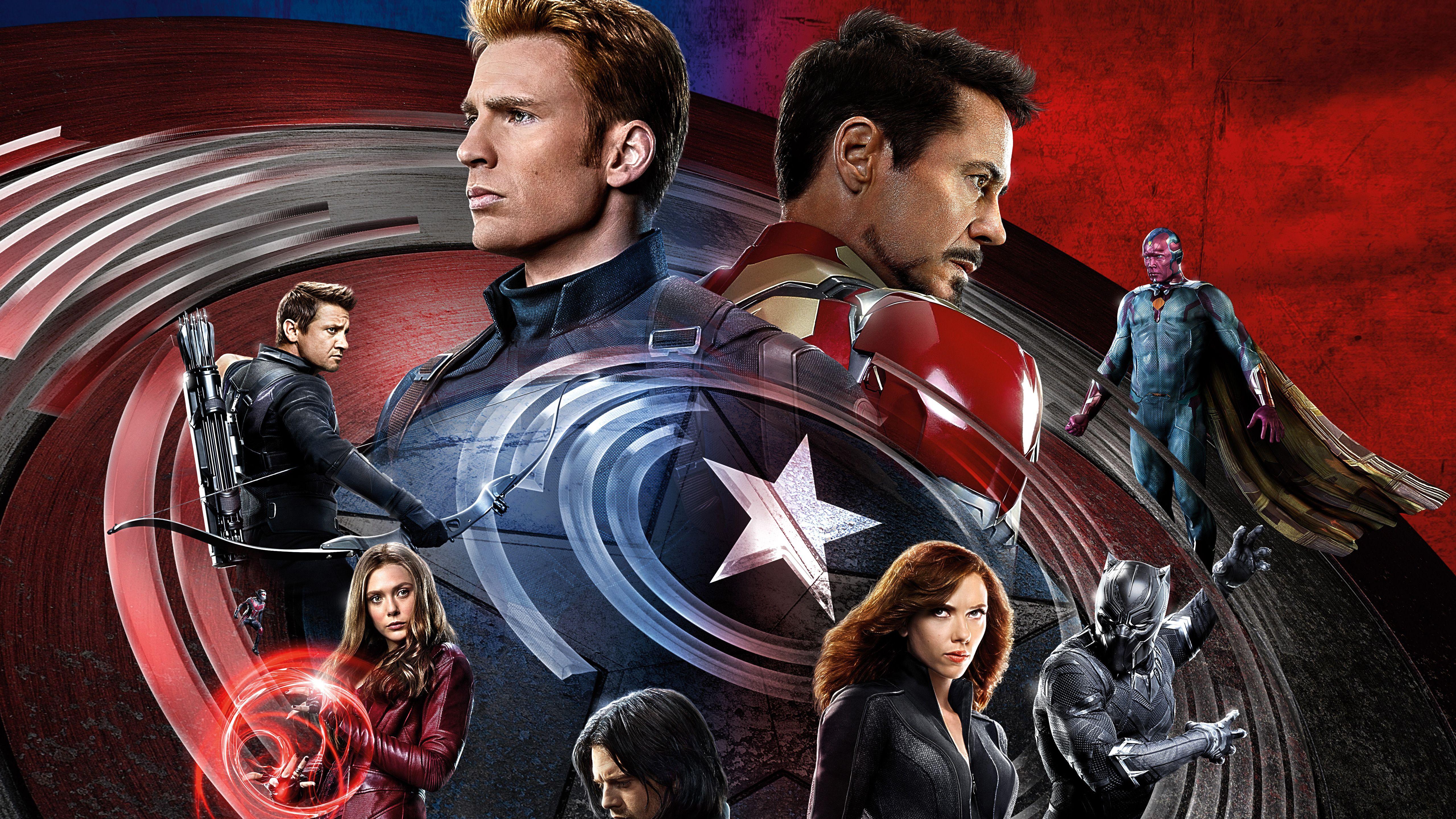Wallpaper Captain America, Iron Man, Black Widow, Civil War, Movies