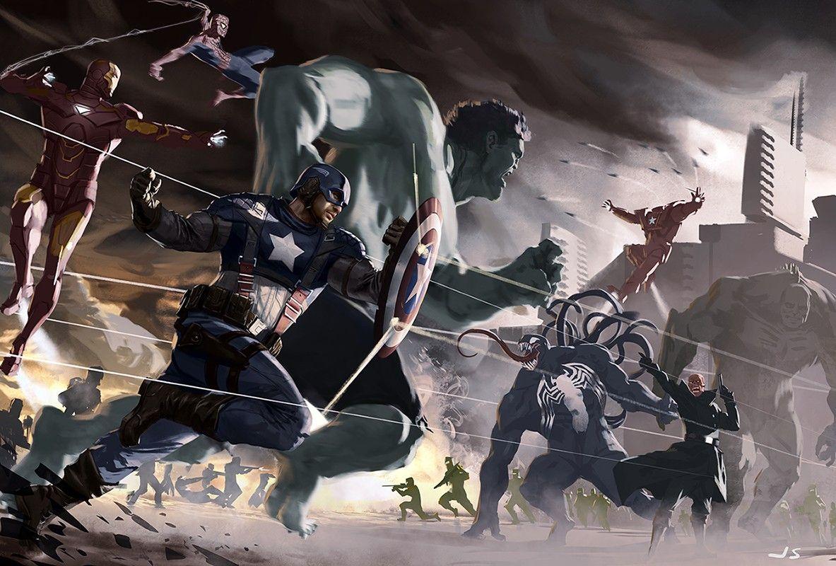 The Avengers, Hulk, Iron Man, Spider Man, Captain America, Venom