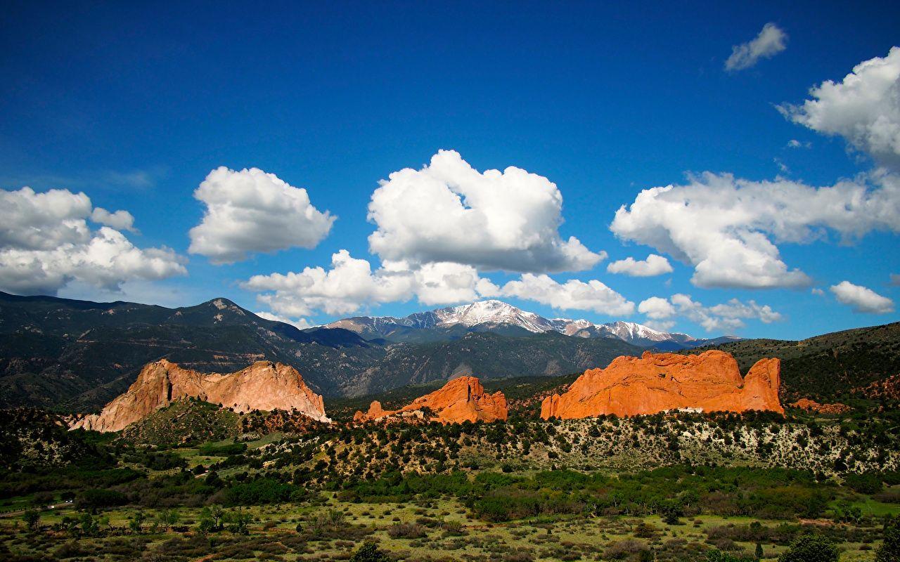 Image USA Colorado Springs Rock Nature Mountains Sky Clouds
