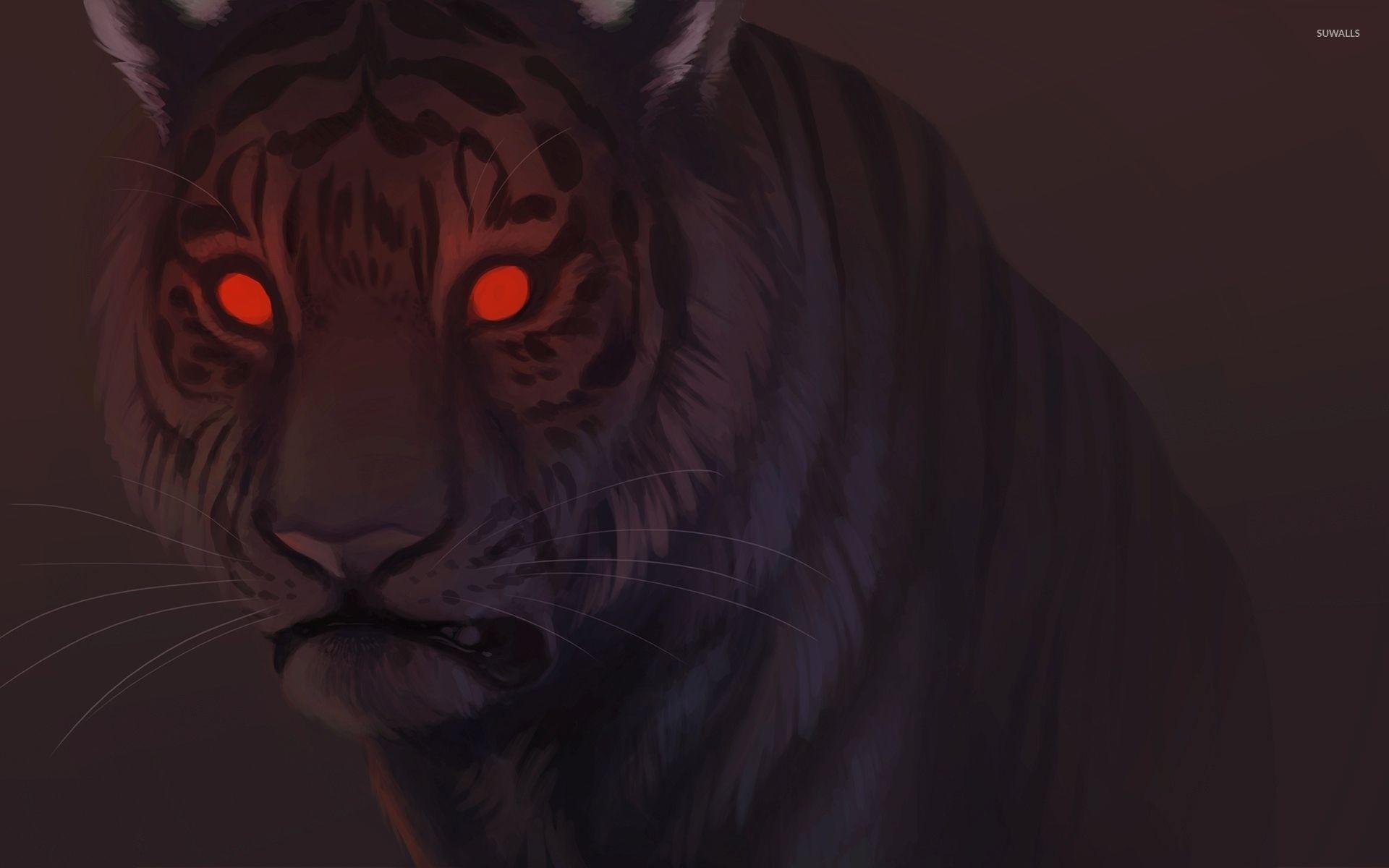 Tiger with red eyes wallpaper Art wallpaper