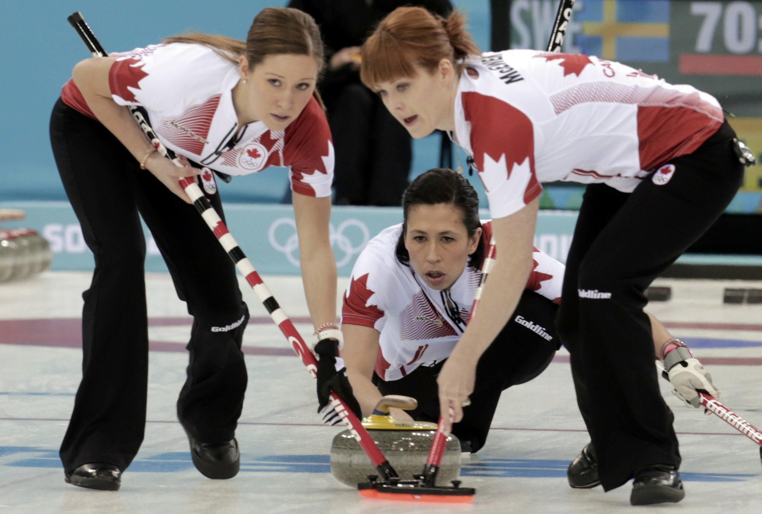 Owners of the gold medal in curling Canadian women's team in Sochi