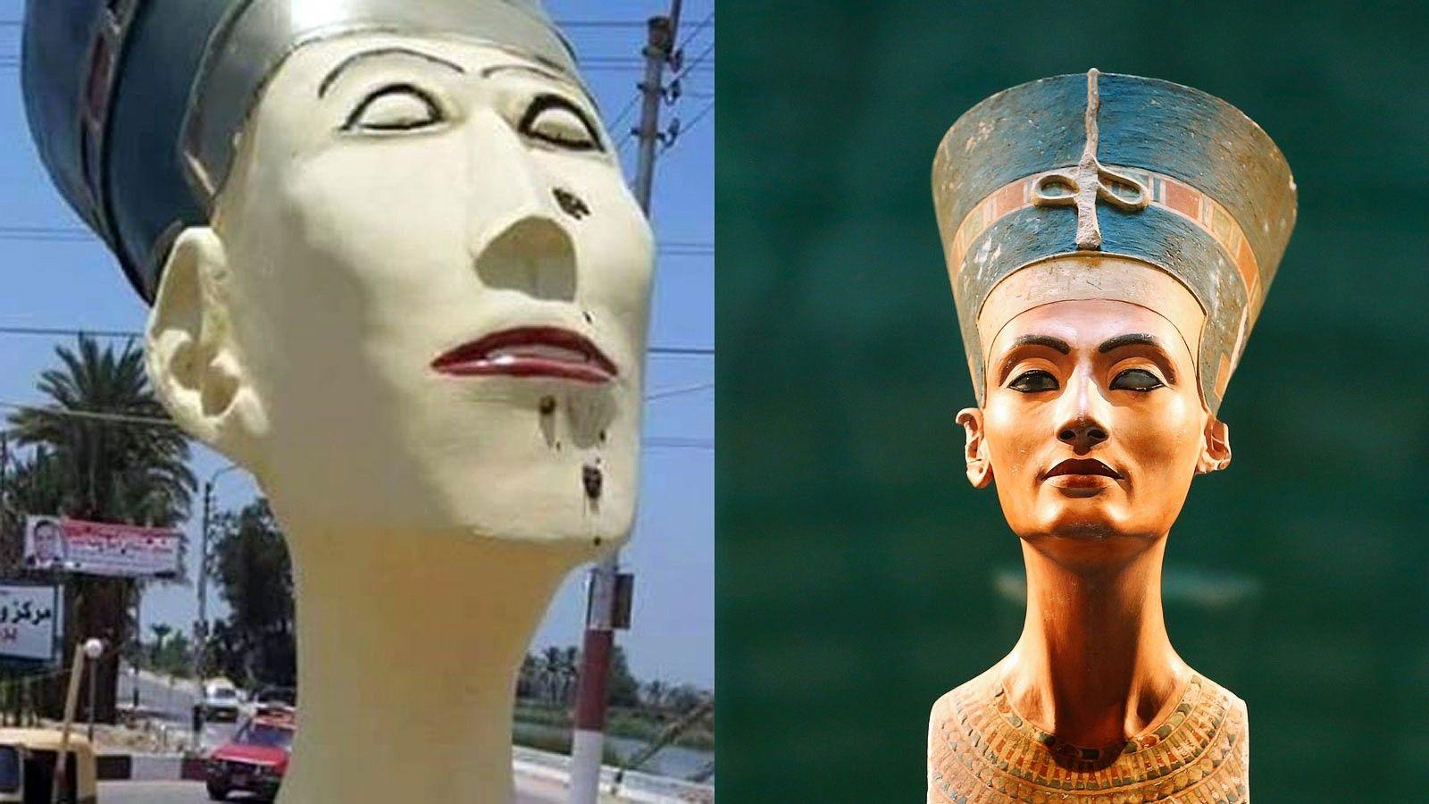 Egypt removes 'Frankenstein' Nefertiti statue