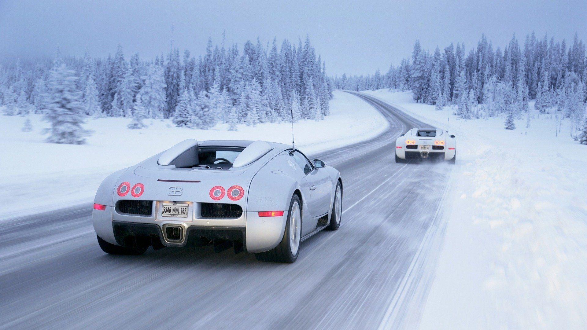 Bugatti Veyron EB 16.4 In The Snow Full HD Wallpaper