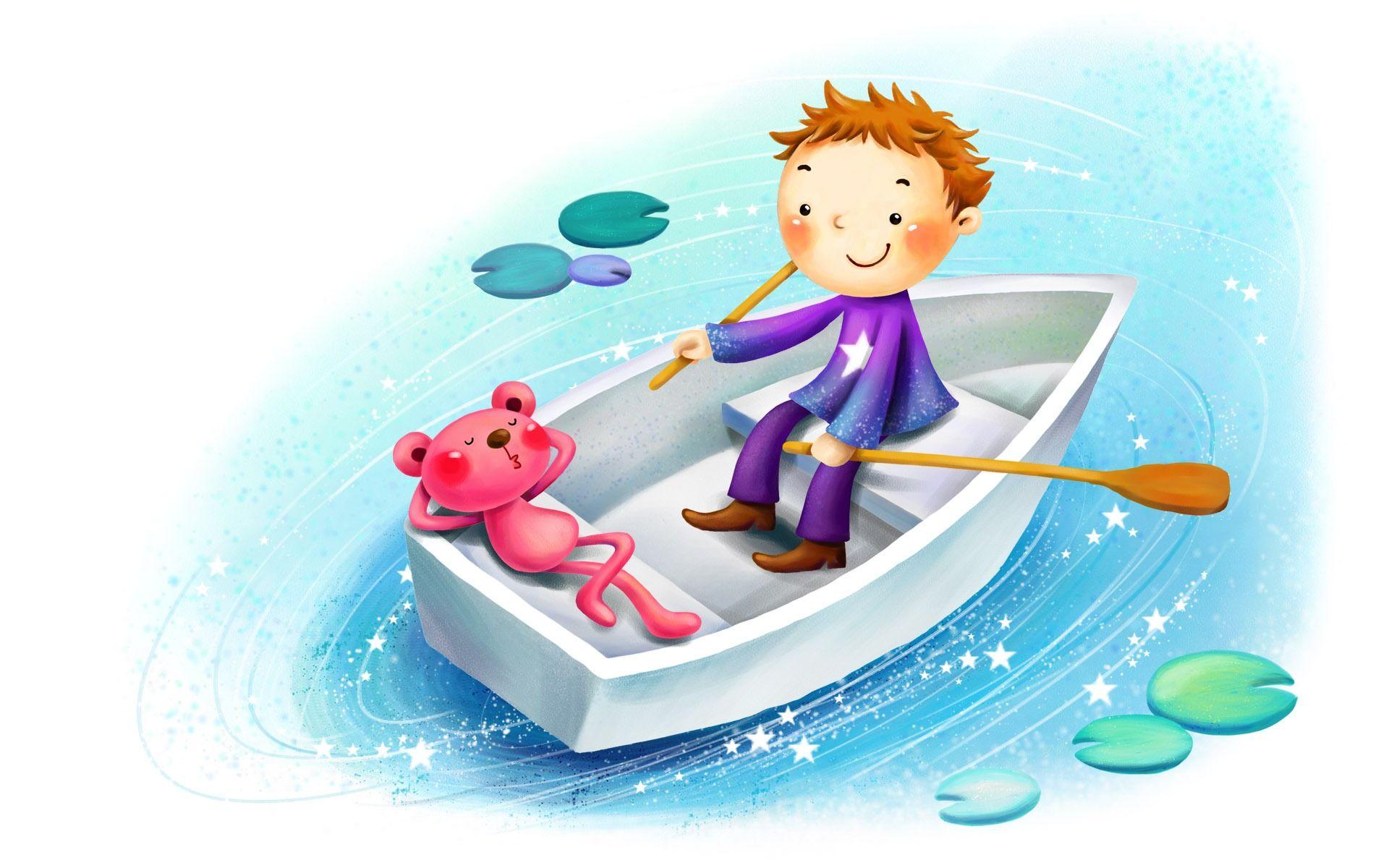 Cartoon Boy Boating wallpaper