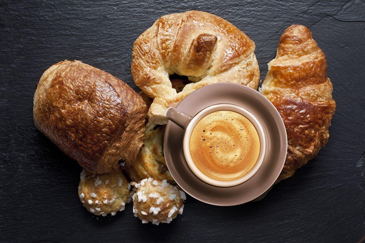 Coffee Croissant Cappuccino Cup Food