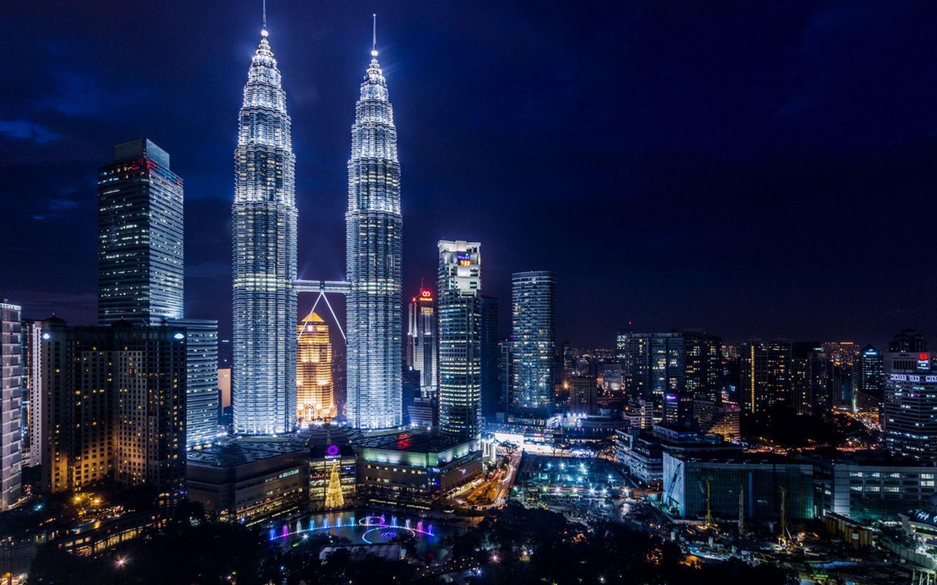 HD wallpaper: Kuala Lumpur At Night Hdr, clouds, skyscrapers, lights, city  | Wallpaper Flare