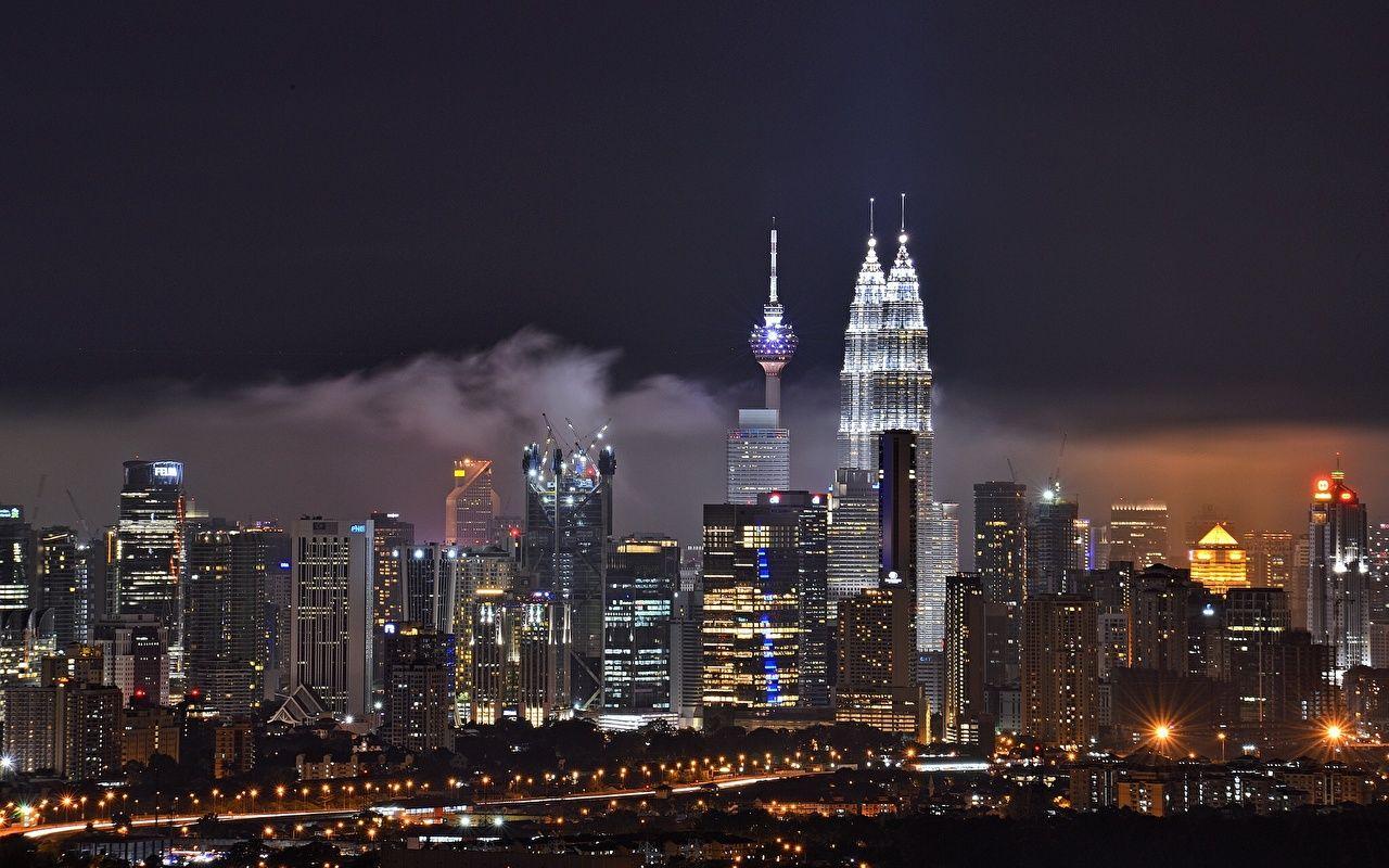 image Kuala Lumpur Malaysia Night Skyscrapers Cities