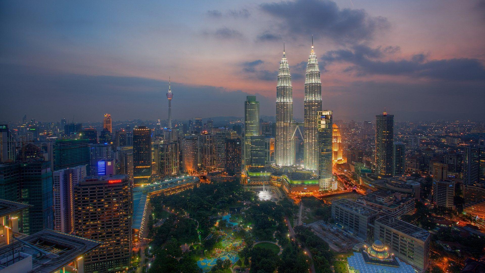 Religious: City Park Great Skyscrapers Kuala Lumpur Man Evening