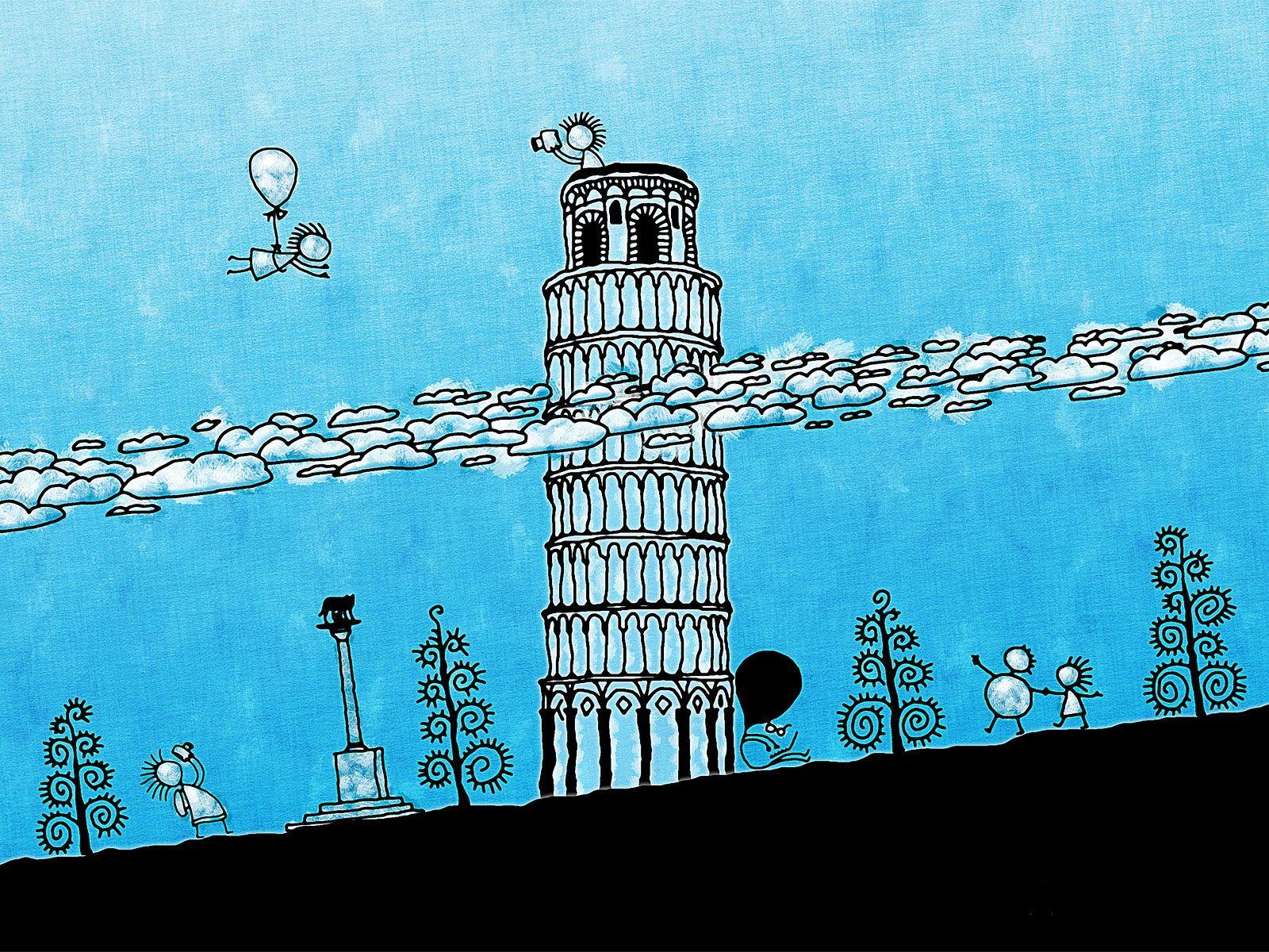 Pisa Tower Illustration Wallpaper. Pisa Tower Illustration Stock