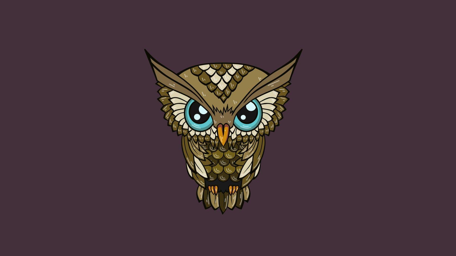 Owl Illustration Minimal Desktop Wallpaper