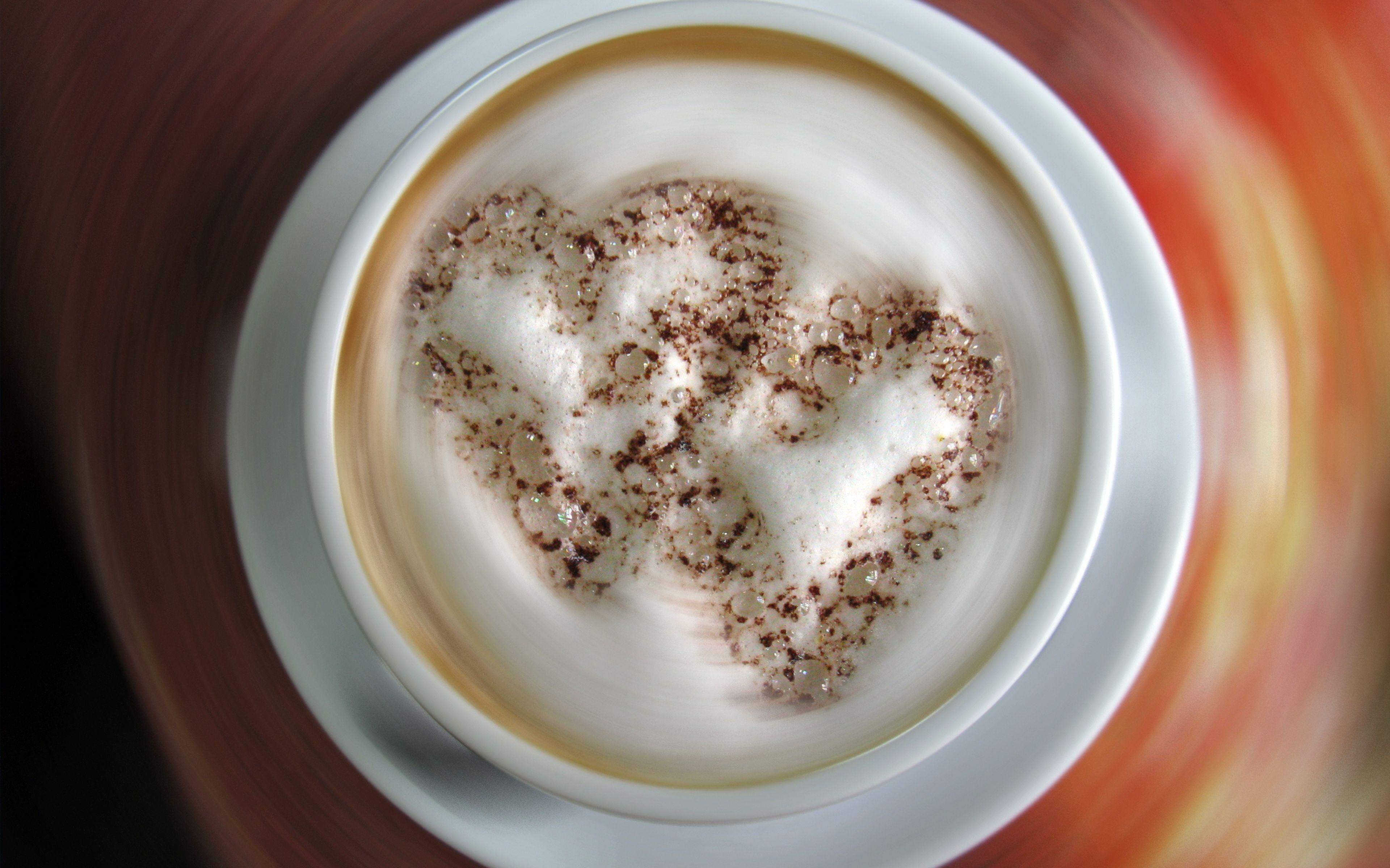 Download Wallpaper 3840x2400 Love, Cup, Heart, Coffee, Cappuccino