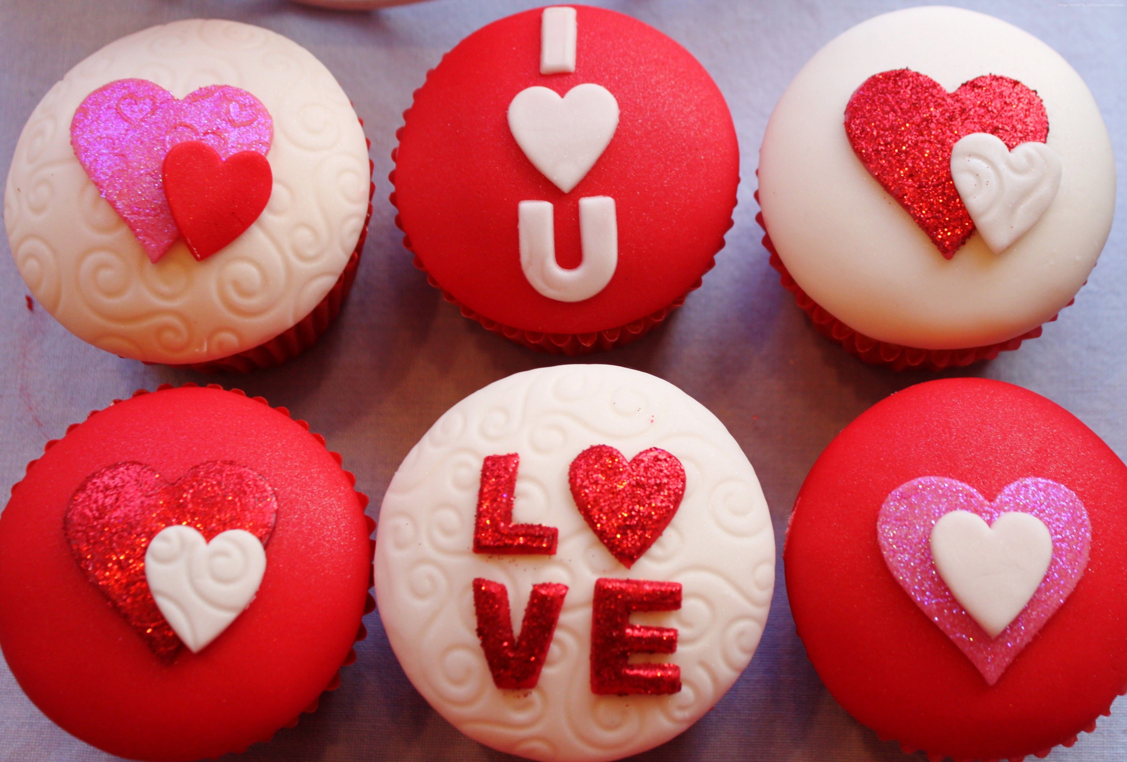 Wallpaper Valentine's Day, cupcake, cake, heart, love, Food