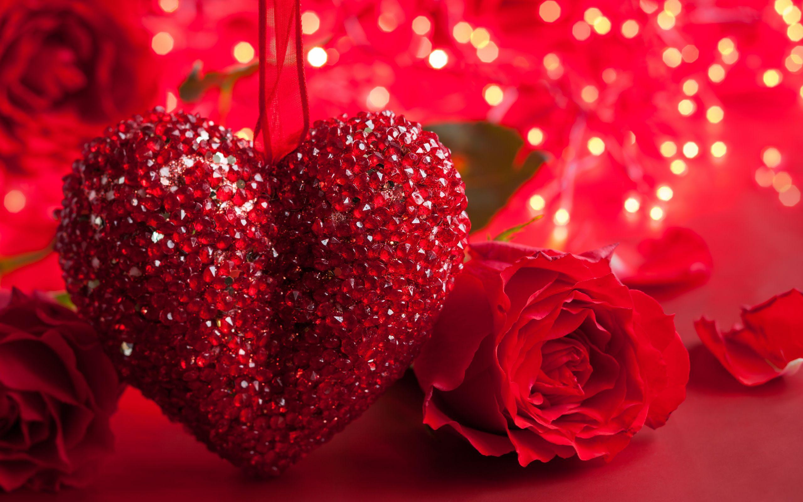 Download Wallpaper 2560x1600 St valentine day, Rose, Heart