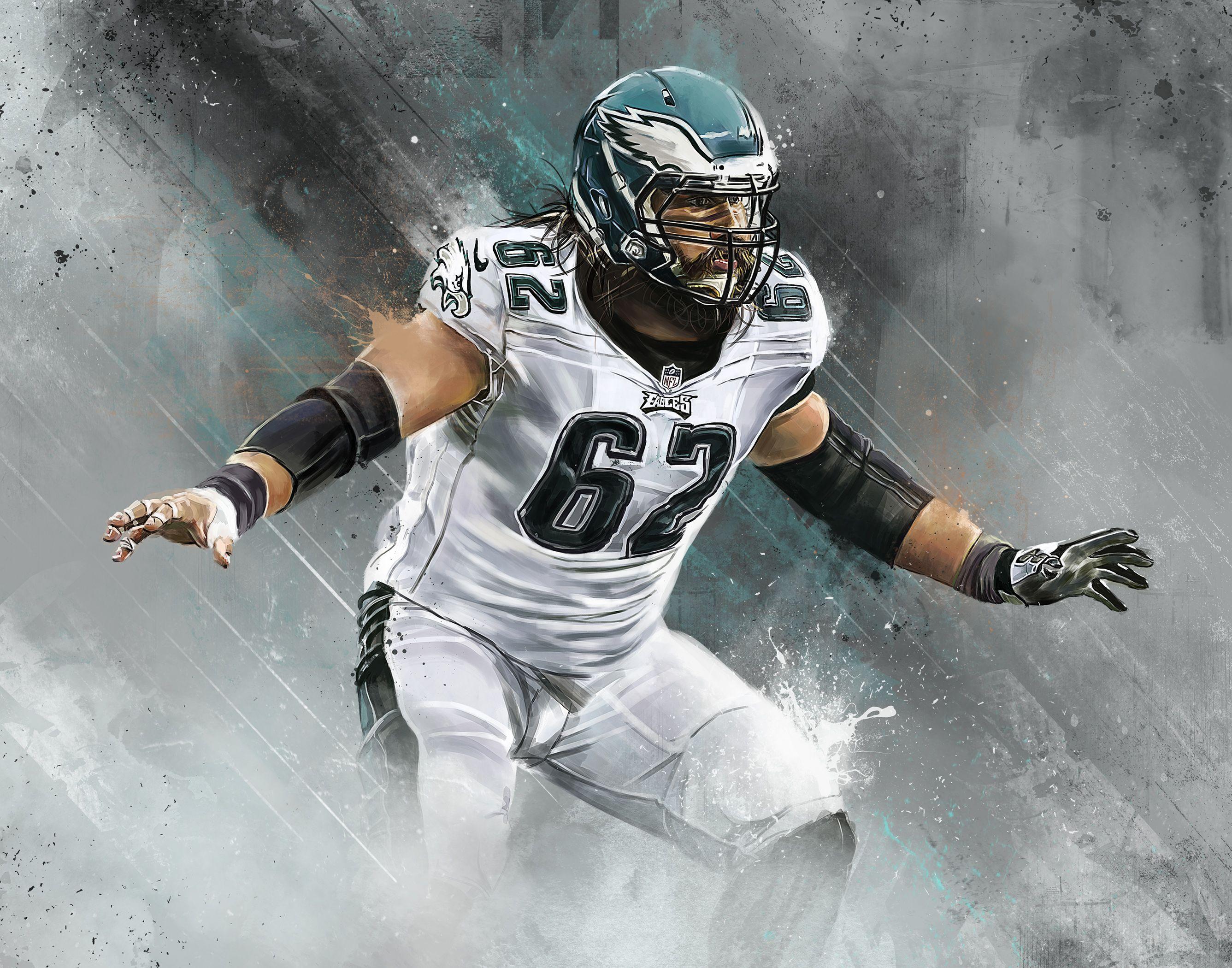 Jason Kelce, grunge art, Philadelphia Eagles, american football, football  center, HD wallpaper