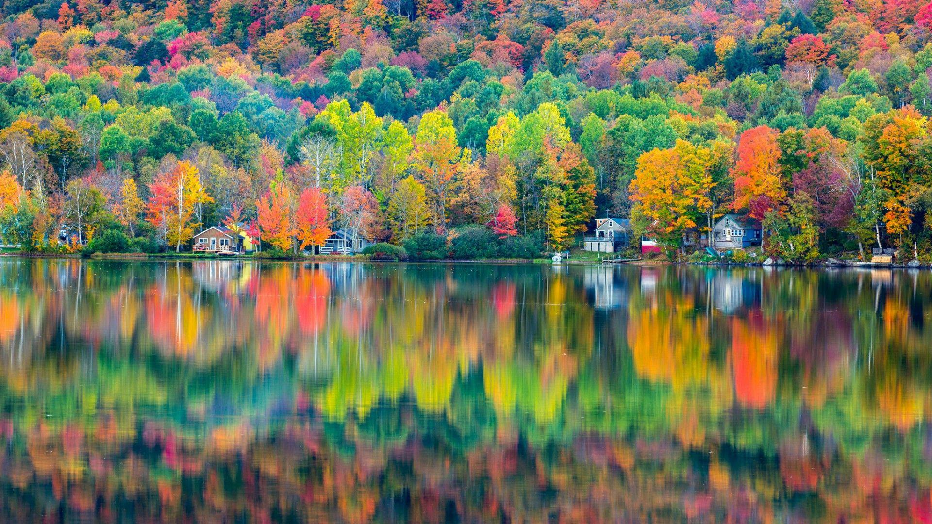 Autumn At The Lake Elmore, Vermont Wallpaper. Wallpaper Studio 10