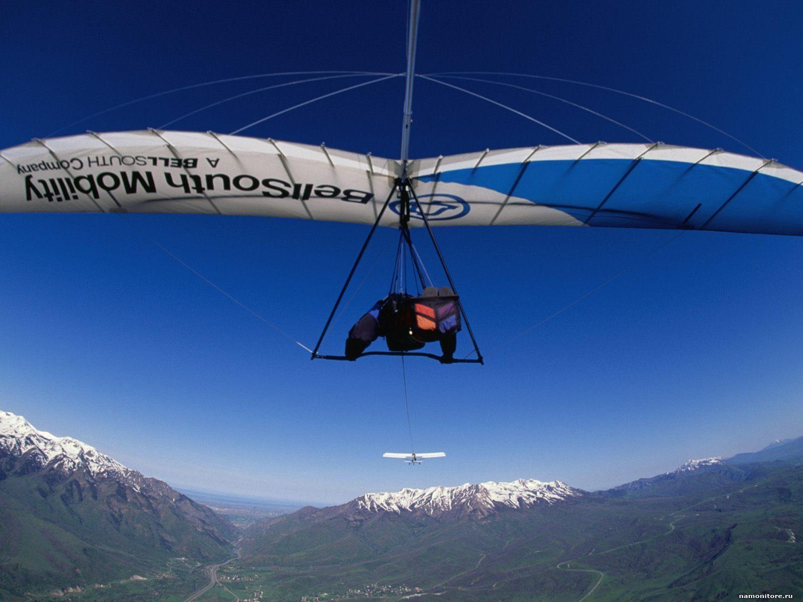 Flight Over Mountains, Flight, Hang Glider, Sports 1600x1200