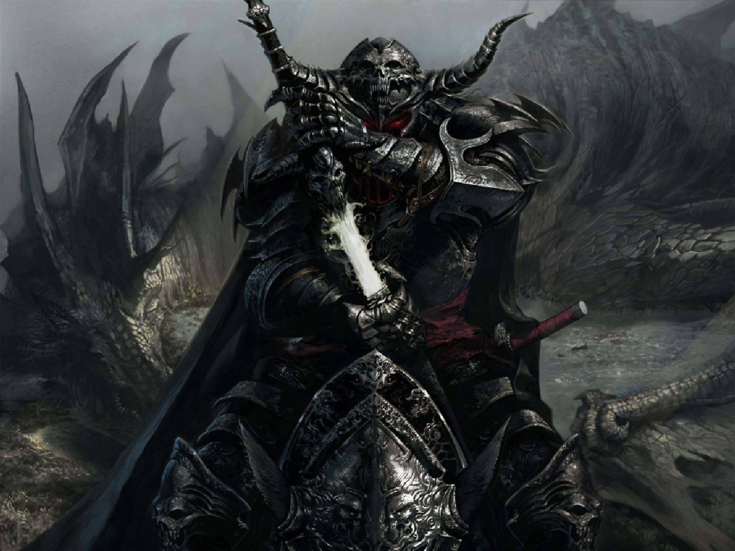 dark dragons fantasy art warriors swords legend of the cryptids