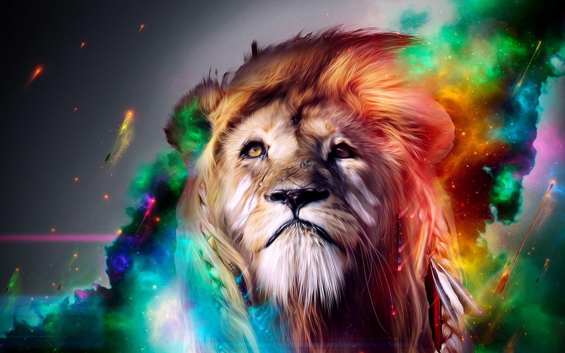 3D colors shine lion full HD wallpaper. HD Wallpaper Rocks