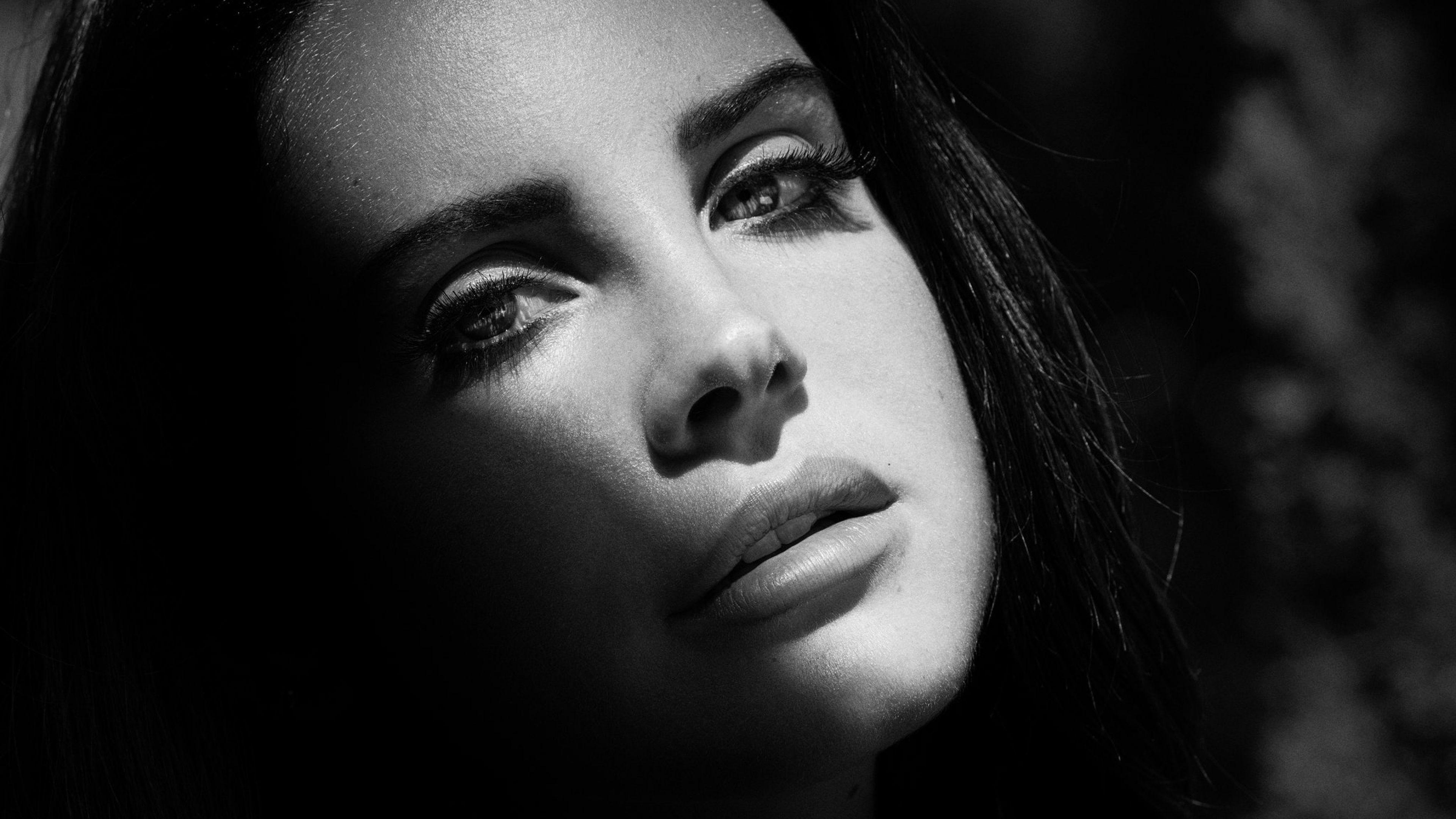 Monochrome Lana Del Rey Face Wallpaper 53282 3840x2160 px