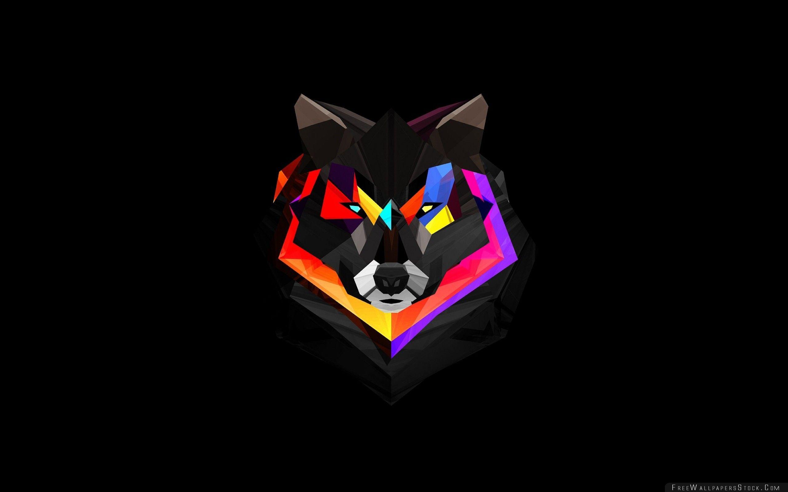 Wolf Face Abstract Colorful Wallpaper Wallpaper Stock
