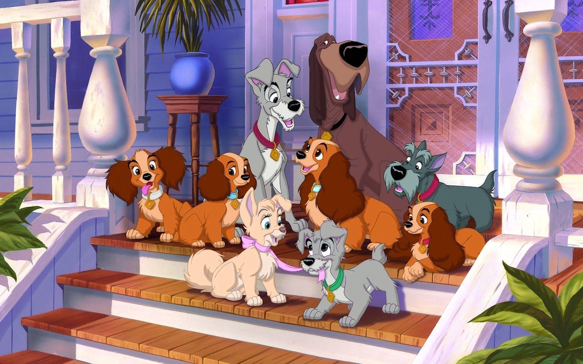 Disney company lady and the tramp dogs movies wallpaper