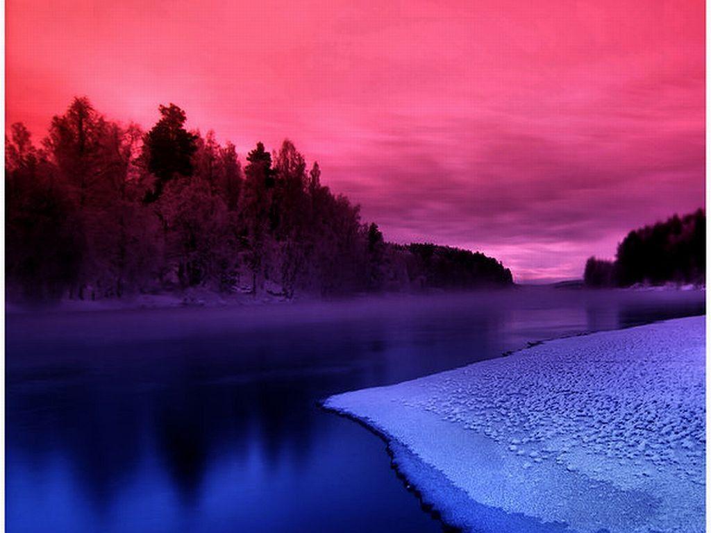 Lakes: Sky Pink Beautiful Nature Lake Wallpaper for HD 16:9 High