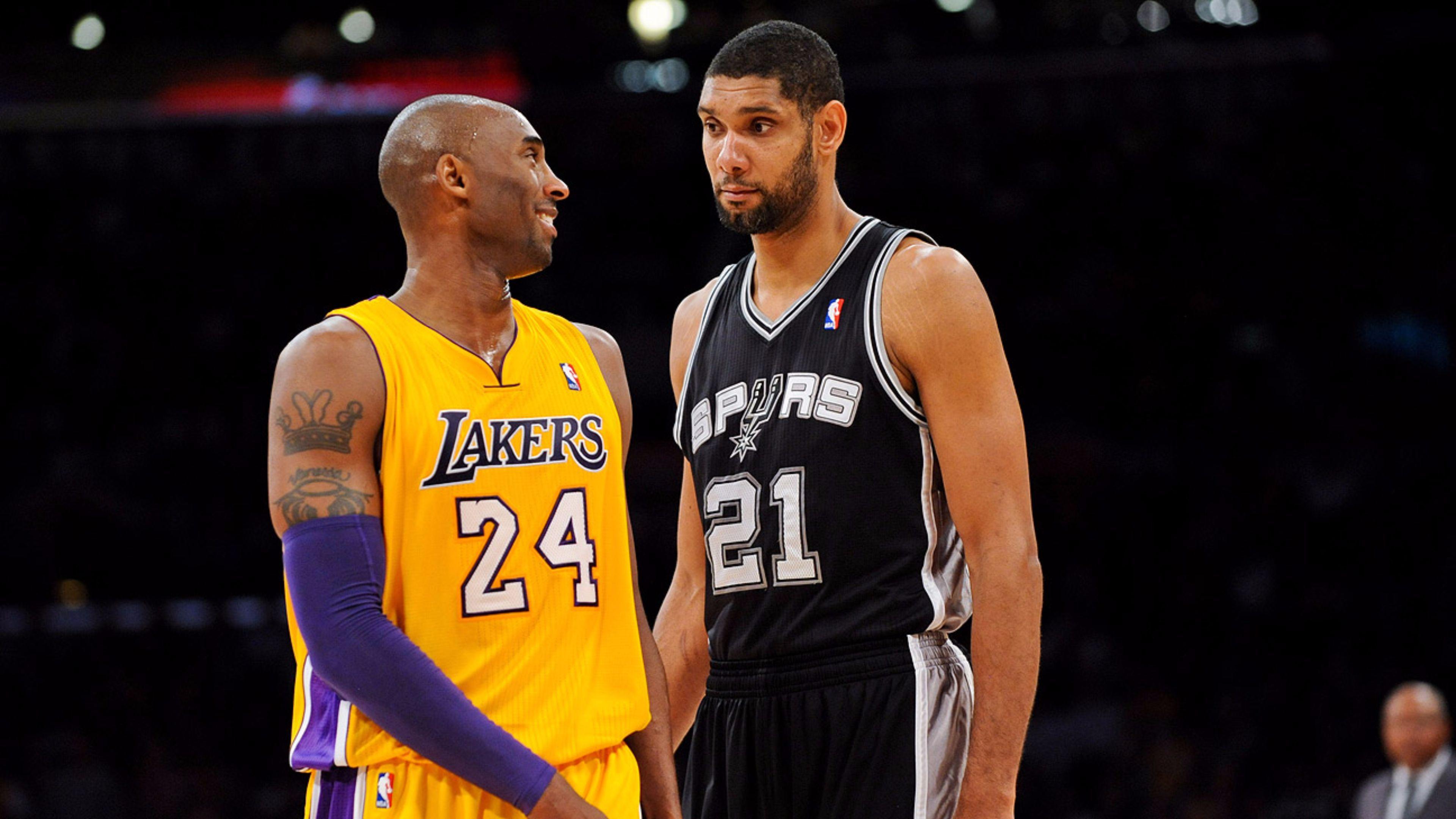 Kobe Bryant vs 2016 Spurs Tim Duncan 4K Wallpaper. Free 4K Wallpaper