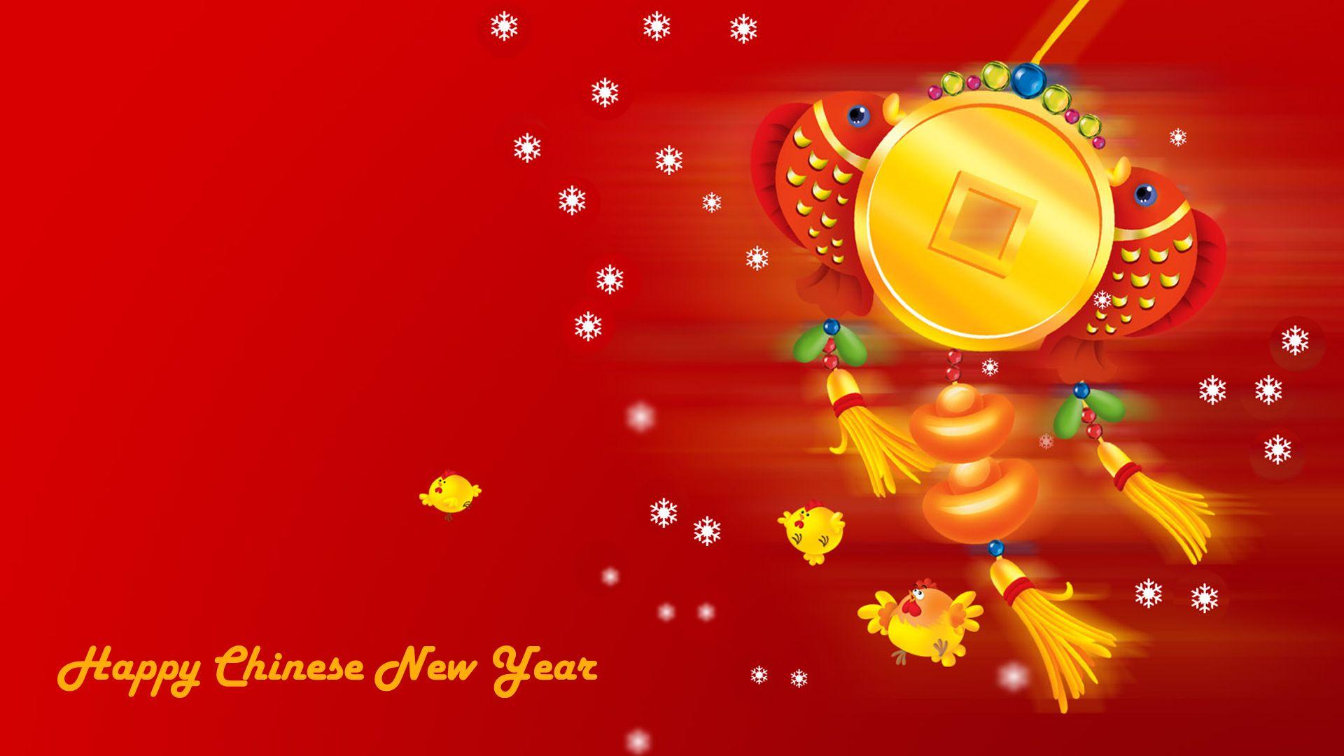 Imlek Wallpaper for Chinese New Year with Cartoon and Red