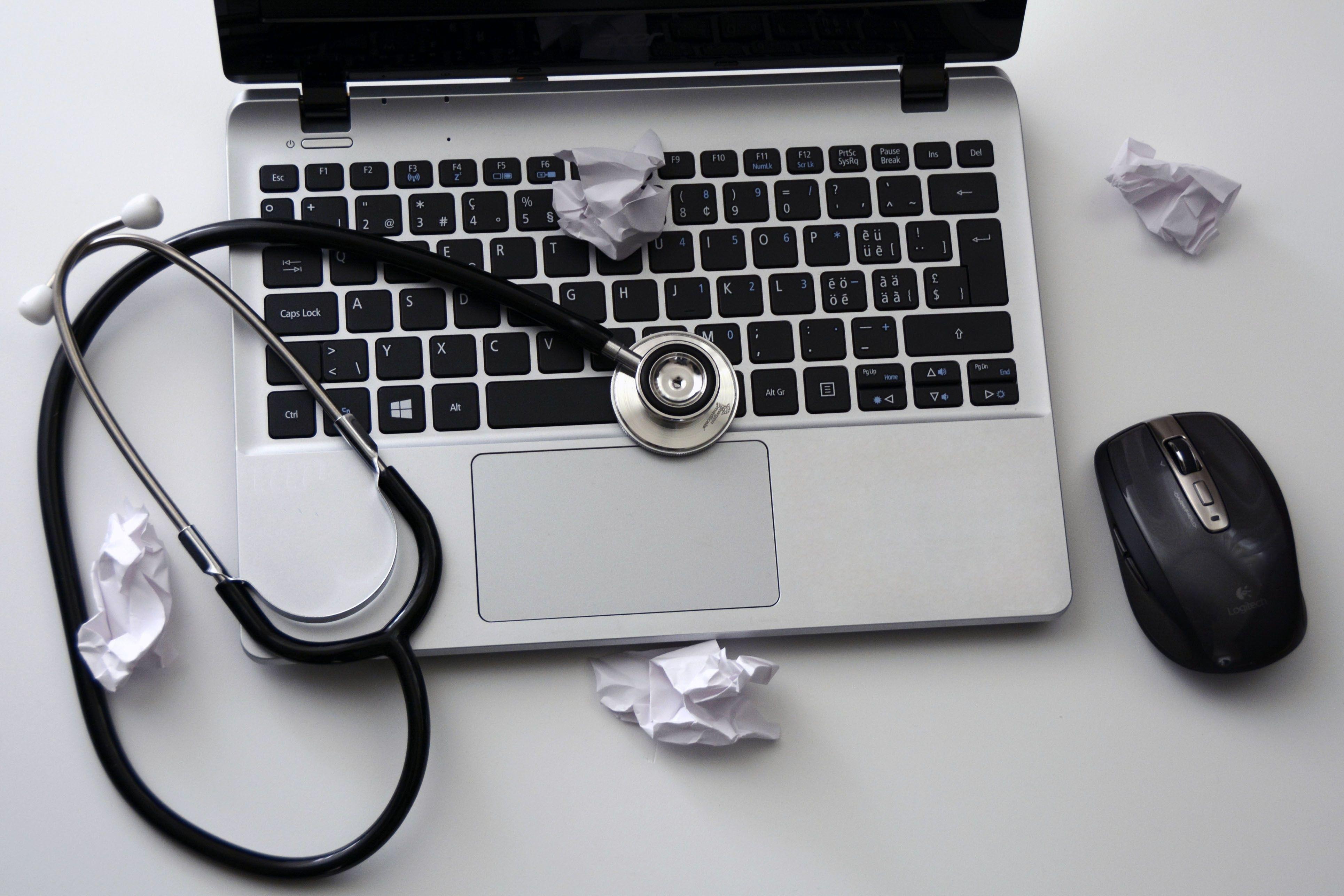 stethoscope computer mouse and laptop free image