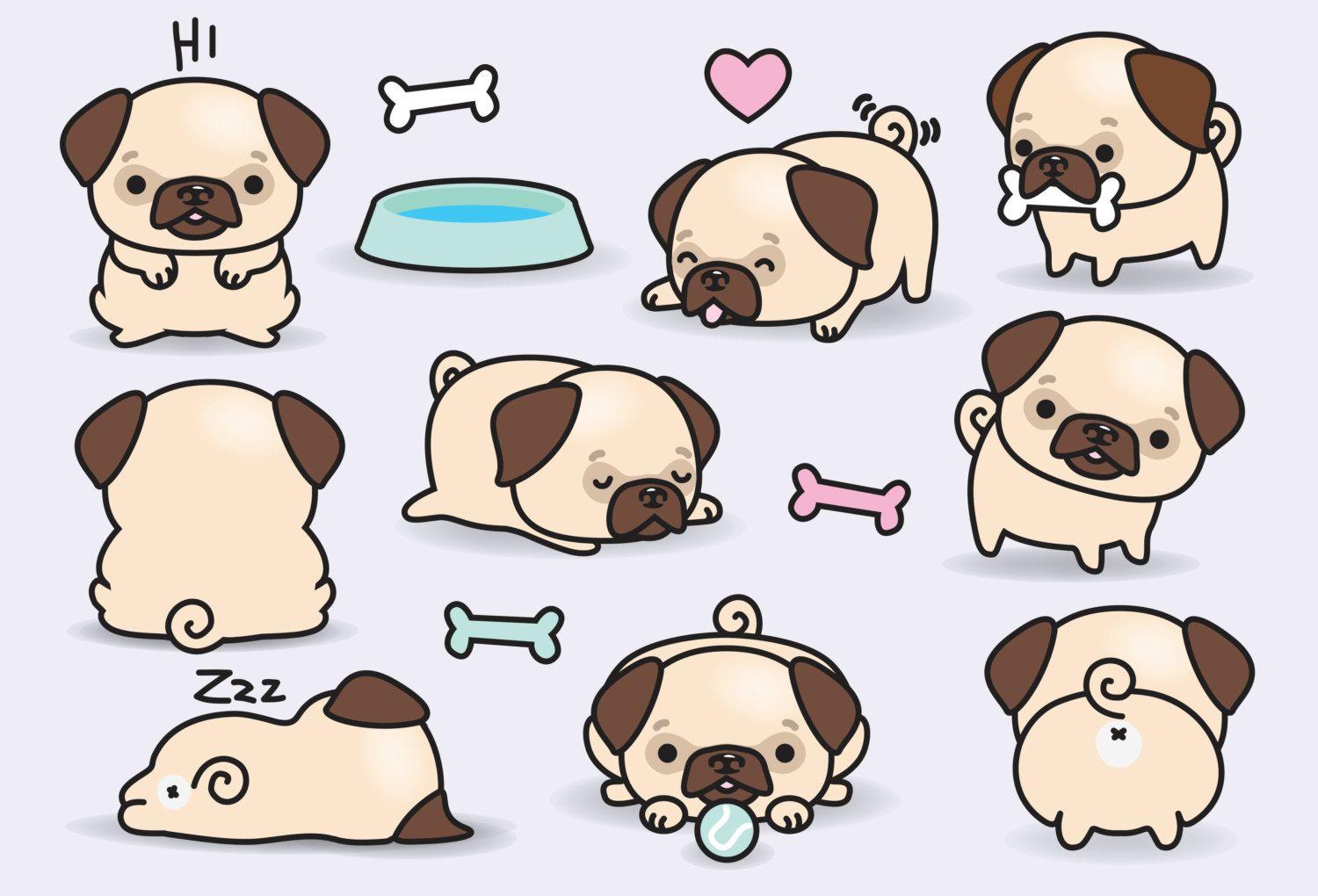 Pug clipart baby dog and in color pug clipart baby dog