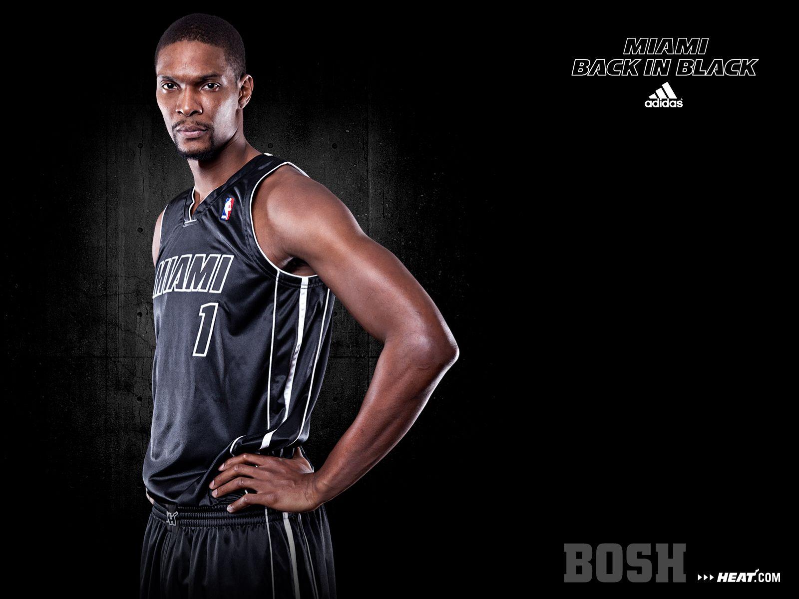 NBA Miami Heat Chris Bosh Adidas Back In Black 1600x1200 DESKTOP