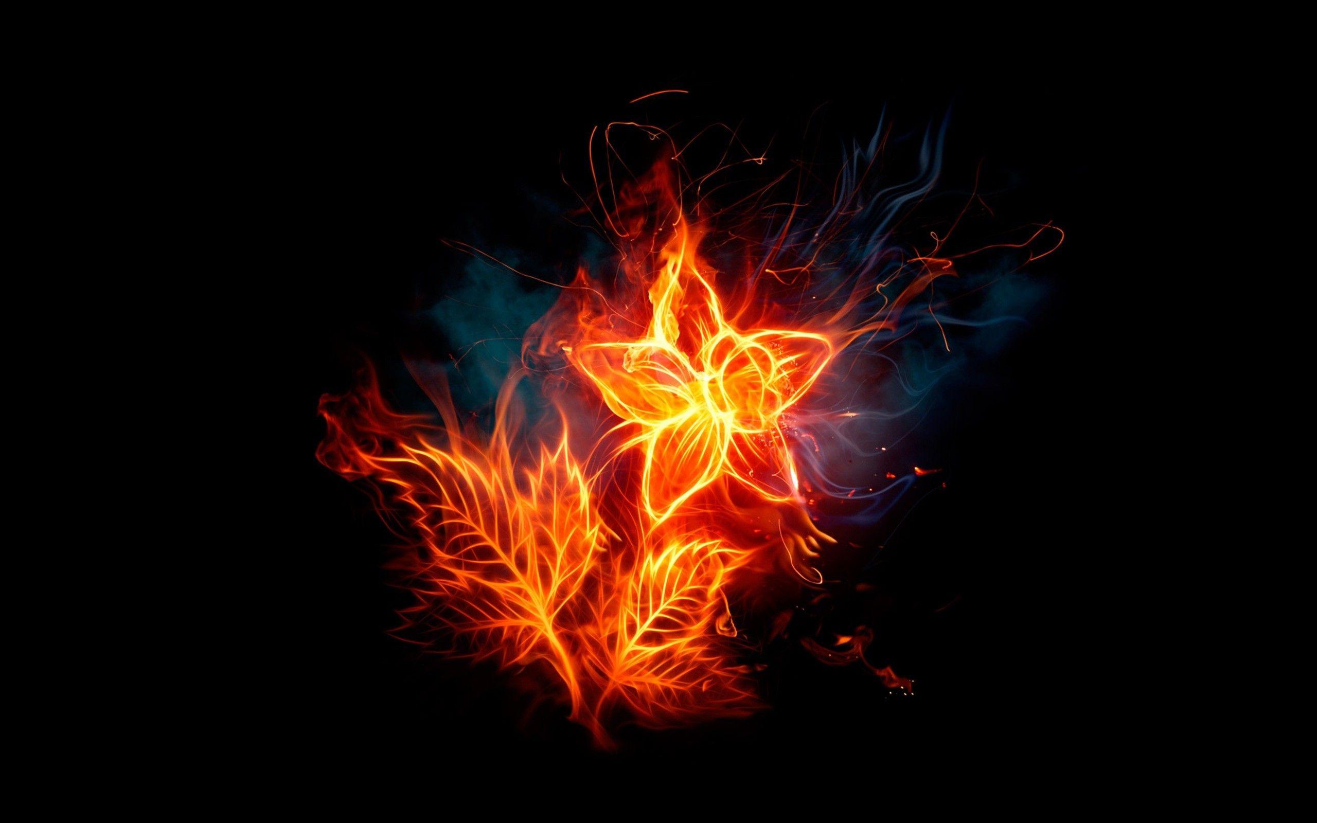 Abstract Fire Glowing Dark Wallpaper and Free