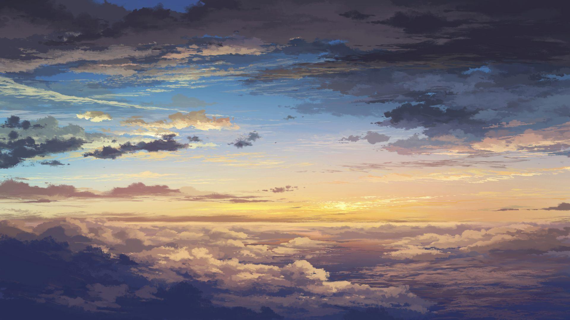 Anime Sky And Clouds HD Wallpaperx1080