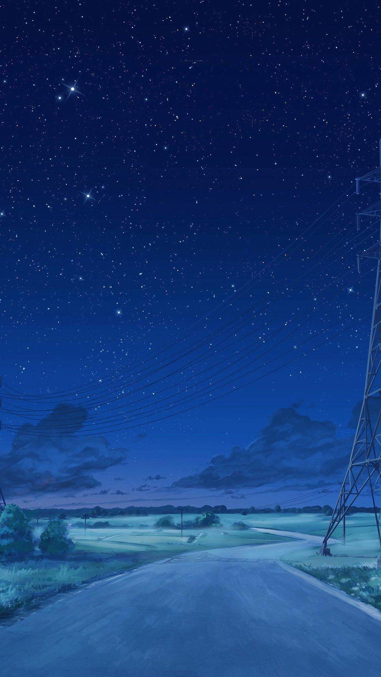 Arseniy Chebynkin Night Sky Star Blue Illustration Art Anime Android wallpaper HD wallpaper