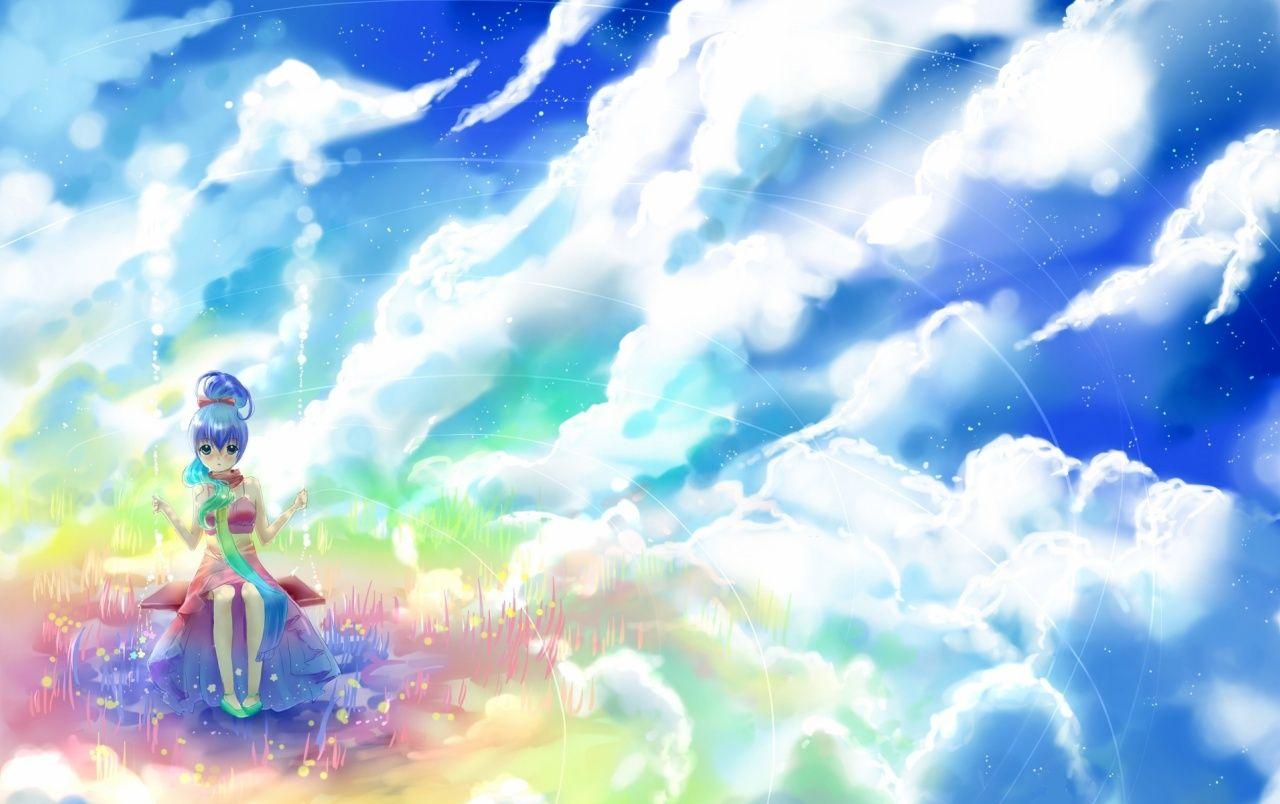 Anime Girl Rock Clouds & Sky wallpaper. Anime Girl Rock Clouds & Sky