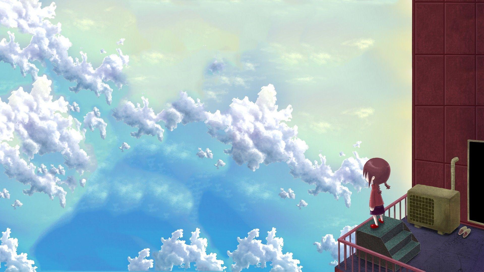 Blue Sky Anime Scenery HD Wallpaperx1080