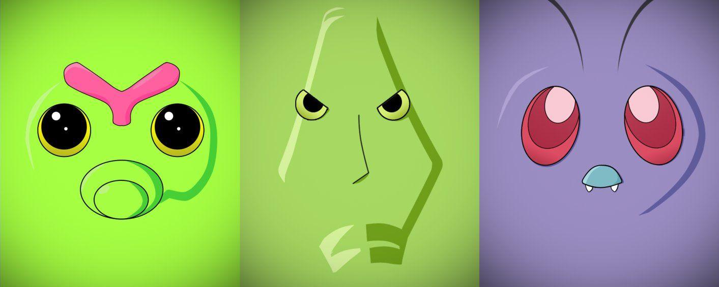 Minimalist Caterpie, Metapod and Butterfree by Vault-Girl