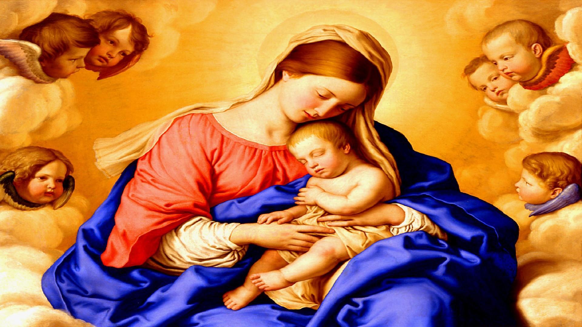 [45+] jesus christ and mother mary wallpaper on on mother mary and baby jesus wallpapers