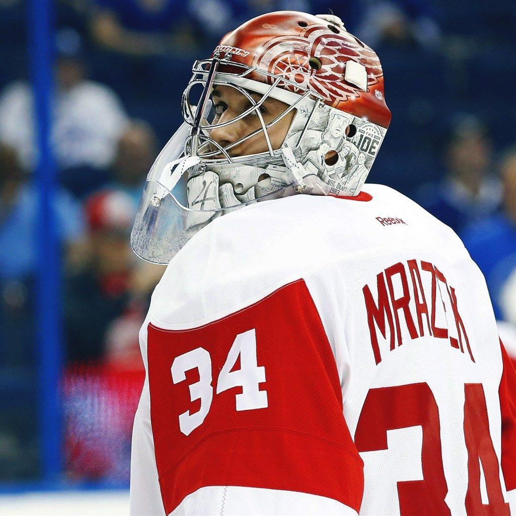 Download wallpaper Peter Mrazek, NHL, Detroit Red Wings, hockey