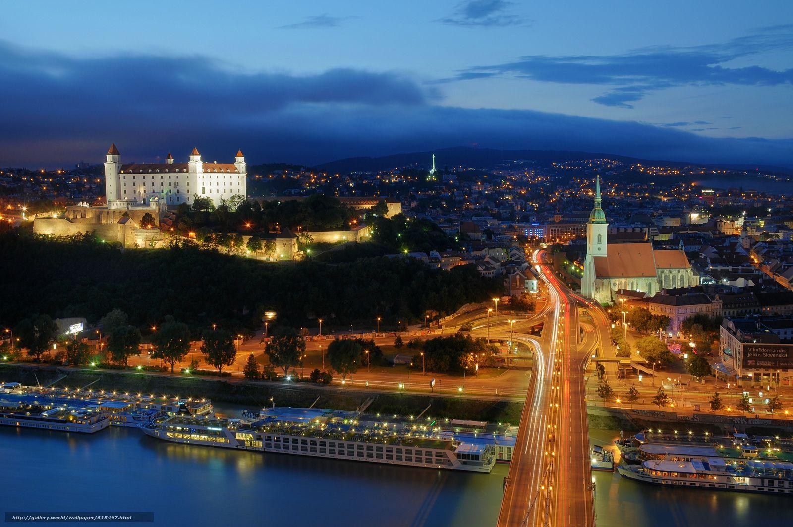 Download wallpaper Bratislava, Slovakia, city, night free desktop