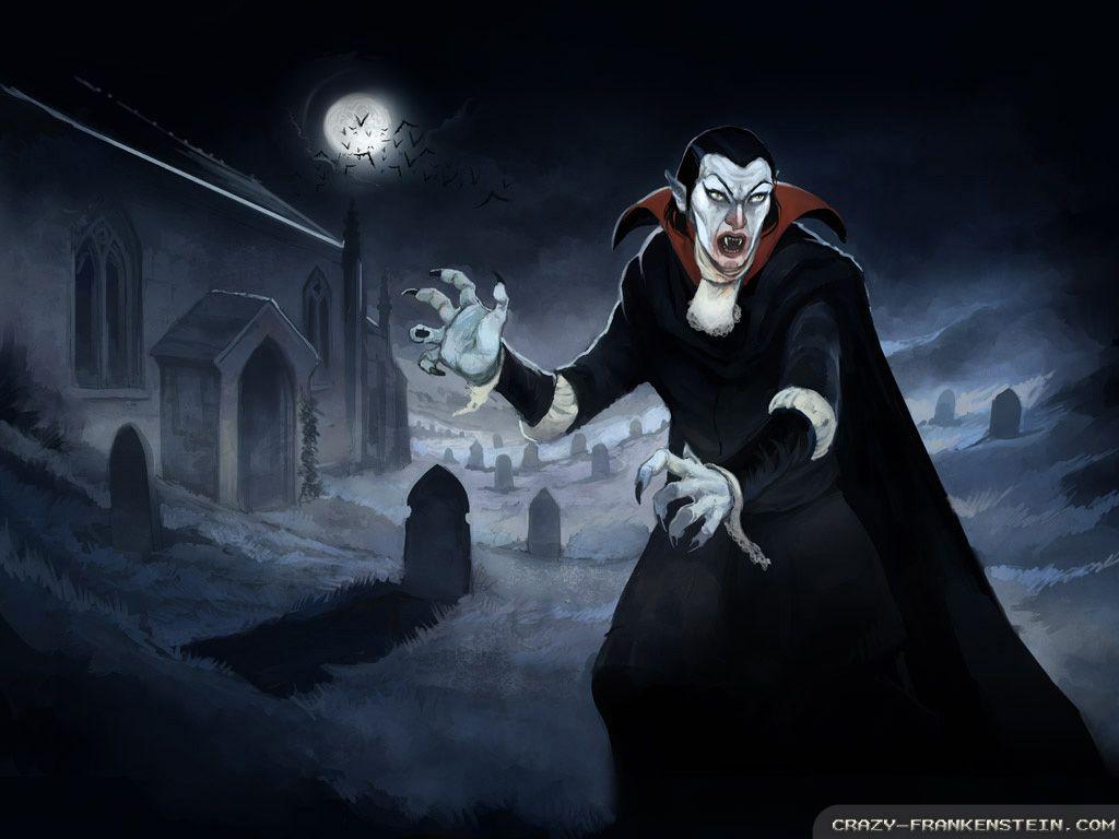 At midnight halloween vampire wallpaper 1024x768