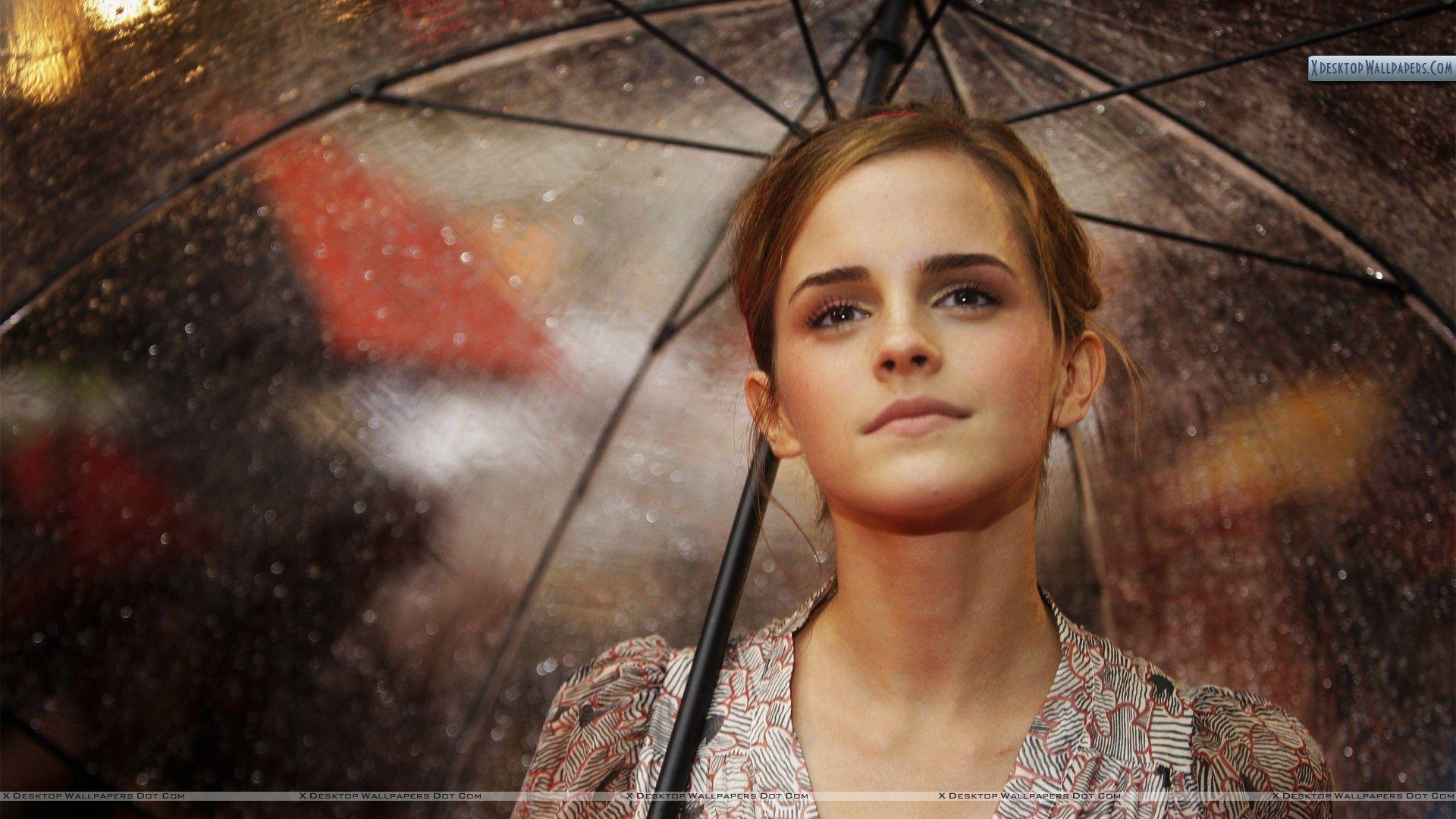 Emma Watson With Umbrella Wallpaper